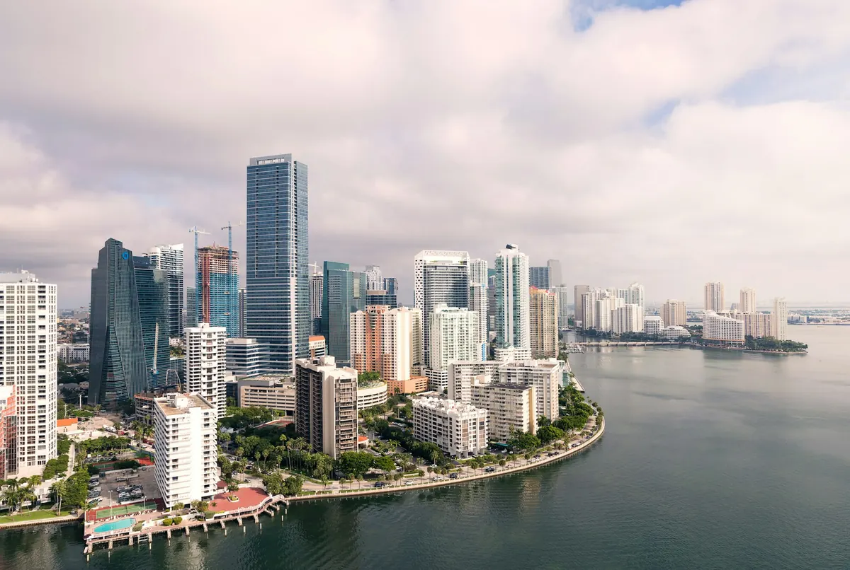 Aerial view of Brickell, Miami, where Booked Contractor is based